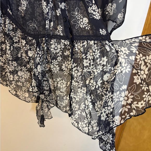 Johnny Was 4 Love and Liberty SemiSheer Silk Floral Tunic Top - Picture 4 of 9